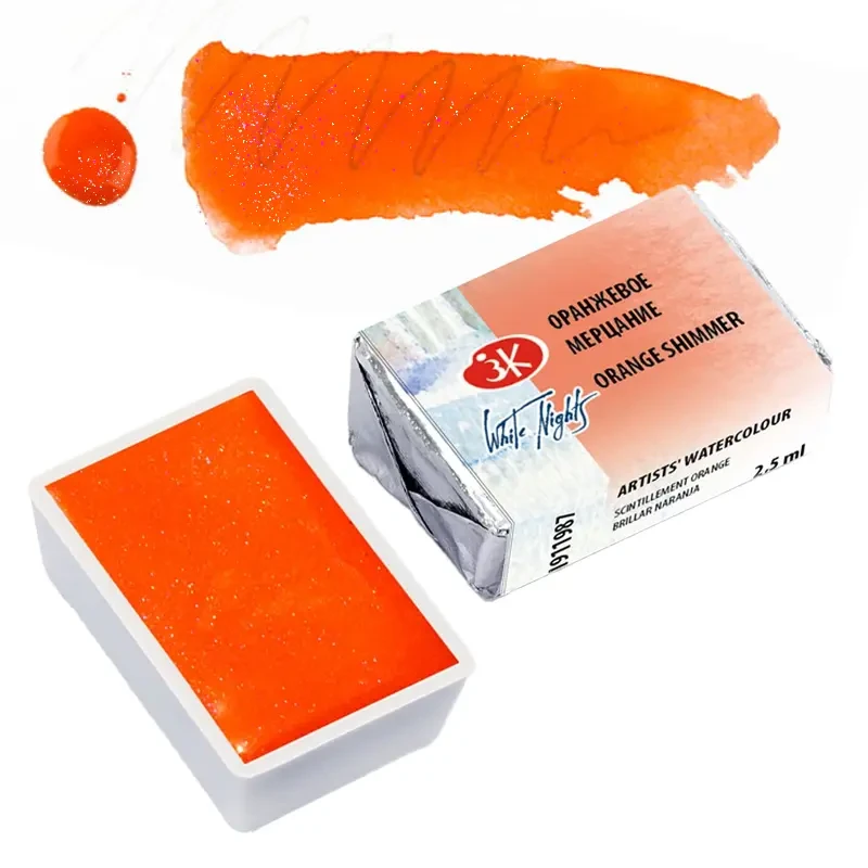 Farba akwarelowa Białe Noce kostka - 987 Orange Shimmer 01