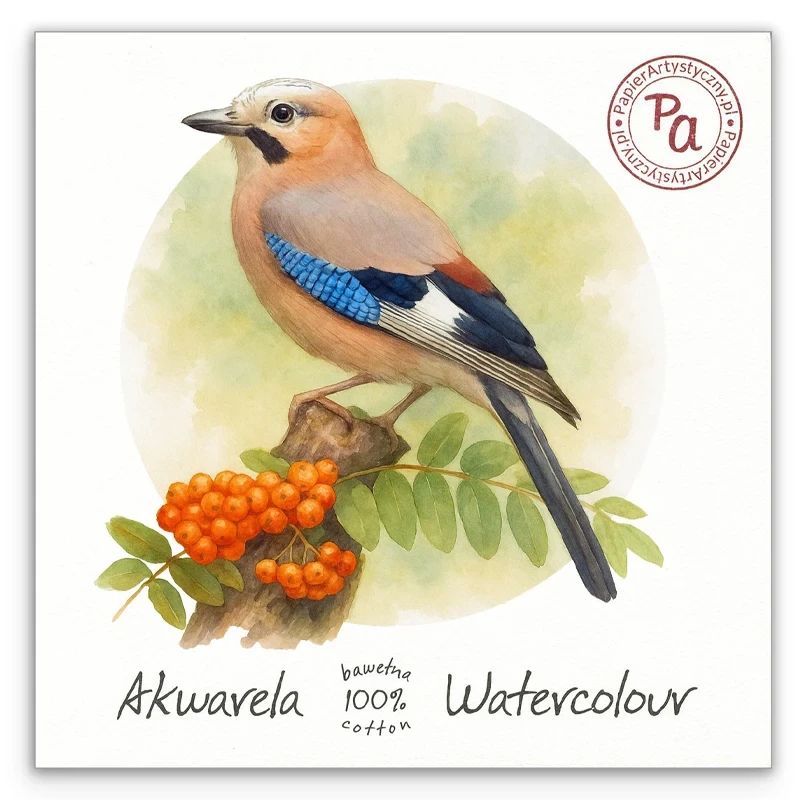 Blok do akwareli Papier Artystyczny Sójka 100% bawełny - 20 x 20 cm, 300 g, 15 ark. 01