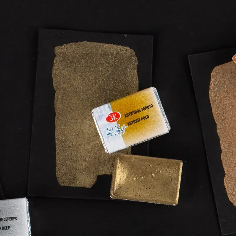 Farba akwarelowa Białe Noce kostka - 981 Antique Gold 02