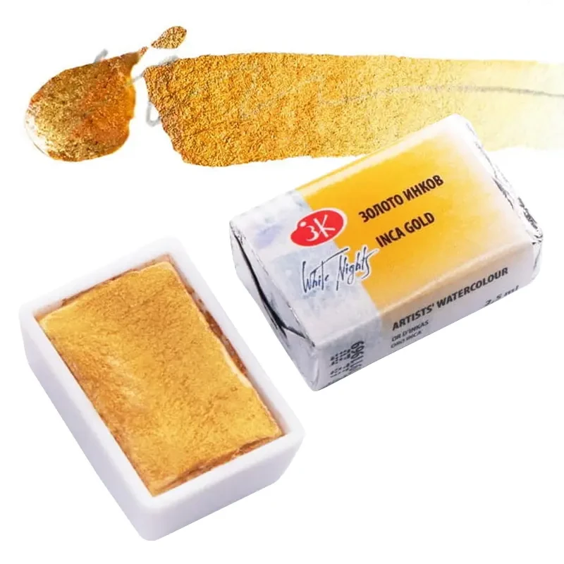 Farba akwarelowa Białe Noce kostka - 969 Inca Gold 01