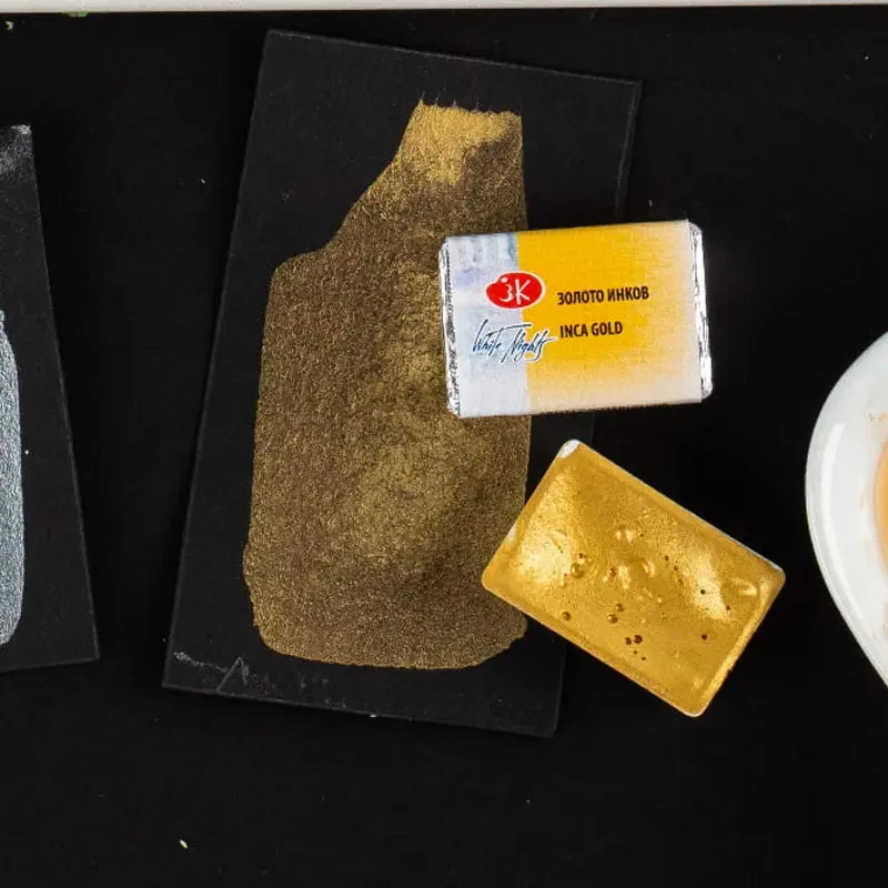 Farba akwarelowa Białe Noce kostka - 969 Inca Gold 02