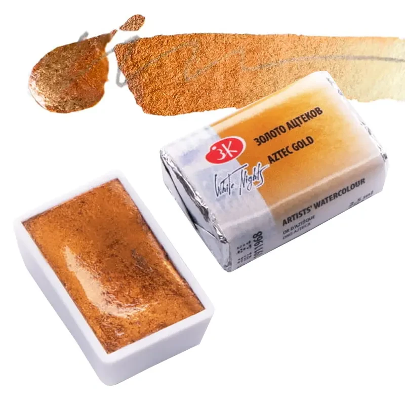 Farba akwarelowa Białe Noce kostka - 968 Aztec Gold 01