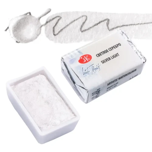 Farba akwarelowa Białe Noce kostka - 961 Silver Light