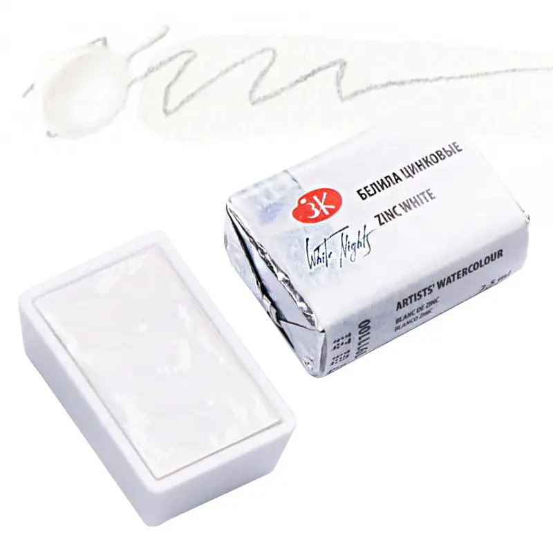 Farba akwarelowa Białe Noce kostka - 100 Zinc White 01