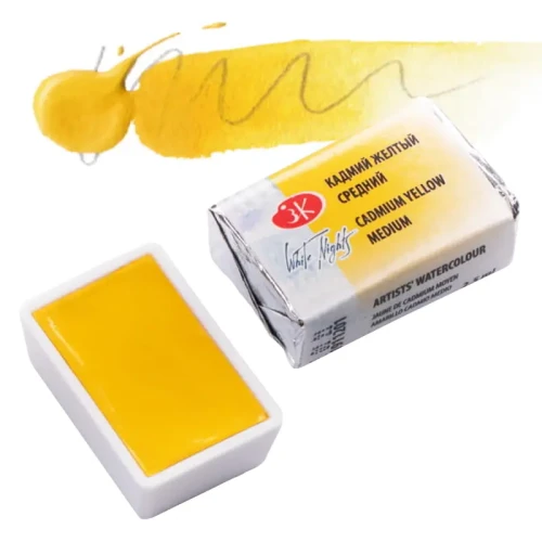 Farba akwarelowa Białe Noce kostka - 201 Cadmium Yellow Medium