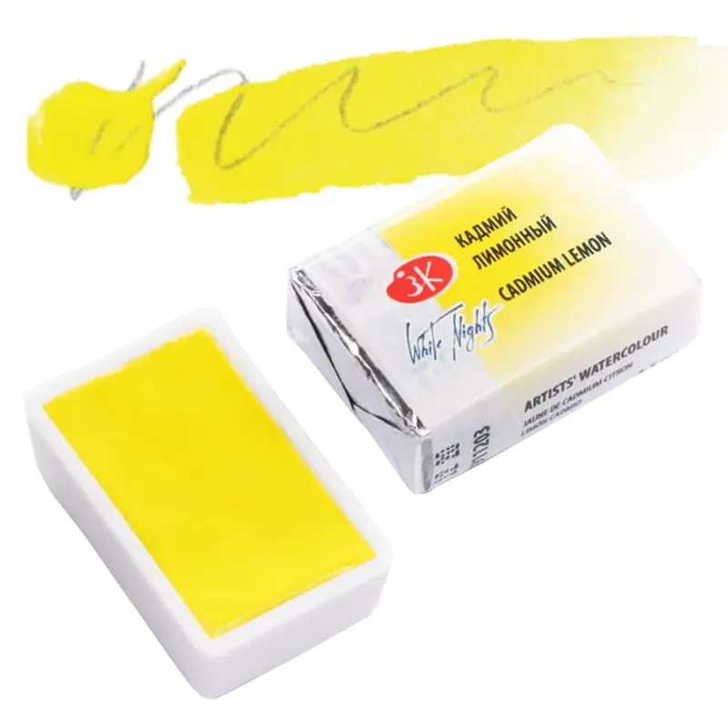 Farba akwarelowa Białe Noce kostka - 203 Cadmium Lemon 01