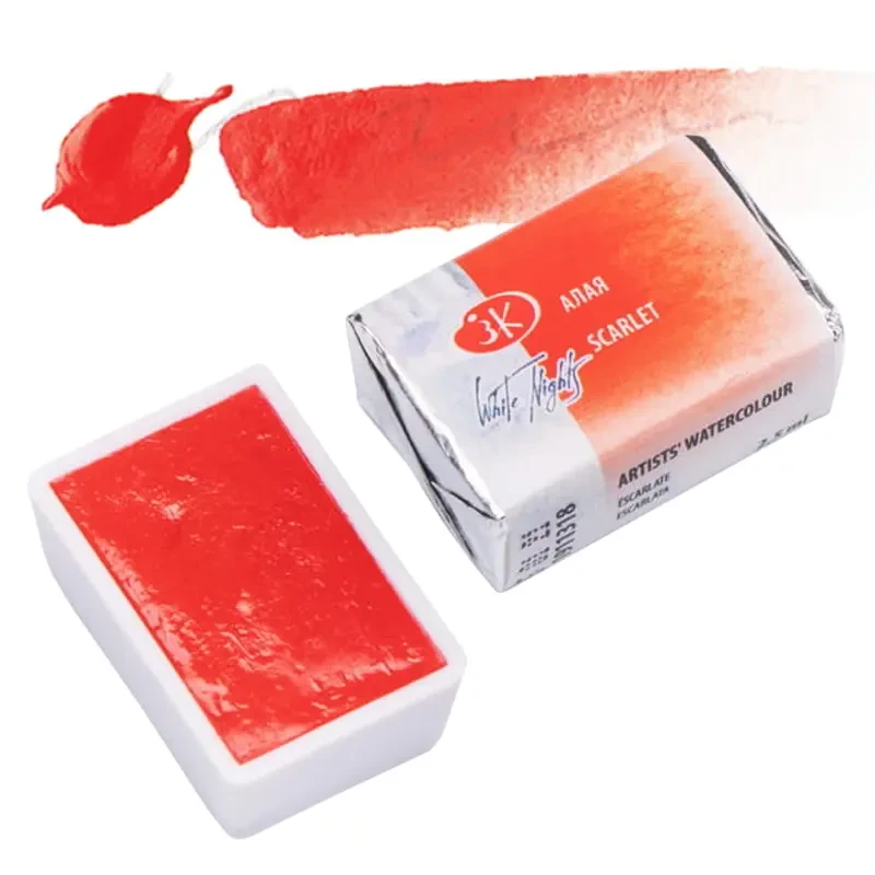 Farba akwarelowa Białe Noce kostka - 318 Scarlet 01