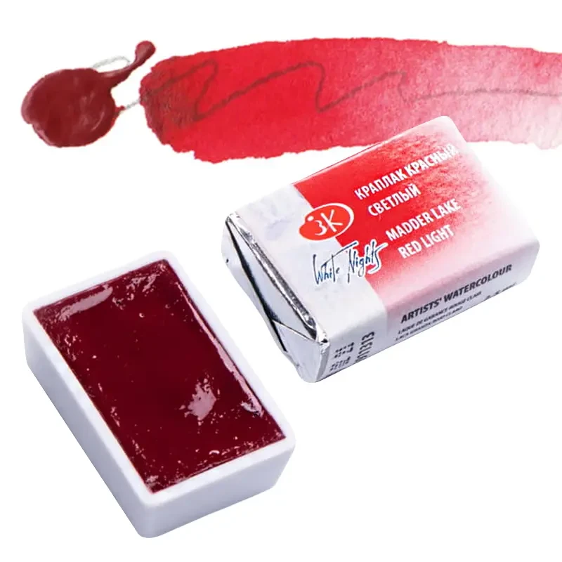 Farba akwarelowa Białe Noce kostka - 313 Madder Lake Red Light 01