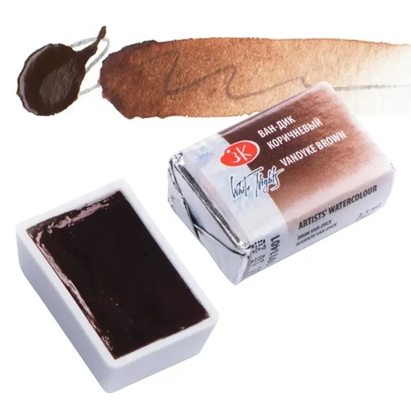Farba akwarelowa Białe Noce kostka - 401 Vandyke Brown  01