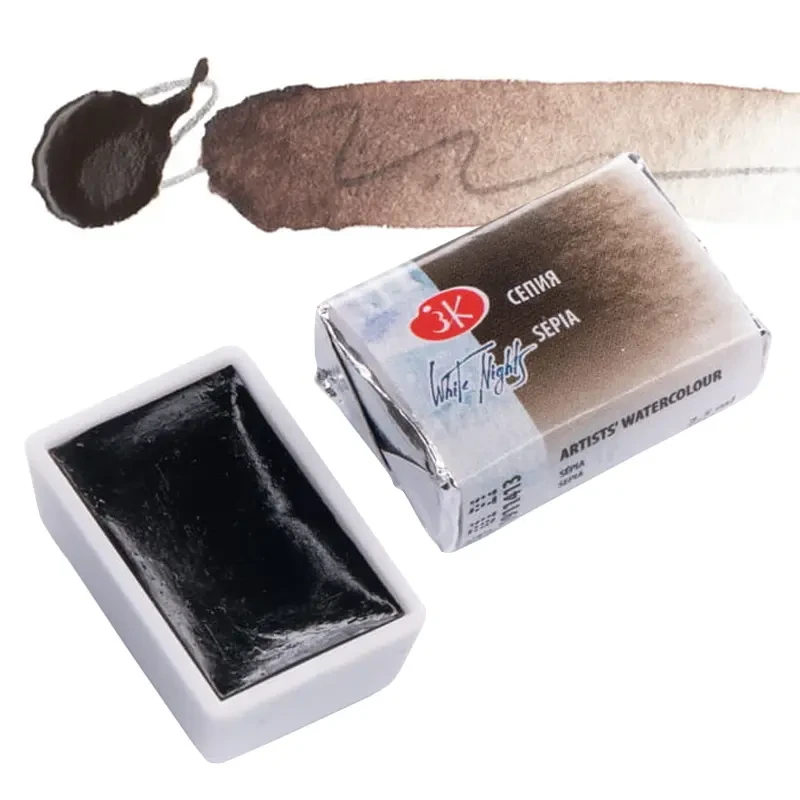 Farba akwarelowa Białe Noce kostka - 413 Sepia 01