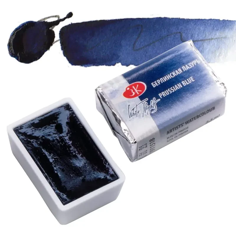 Farba akwarelowa Białe Noce kostka - 518 Prussian Blue 01