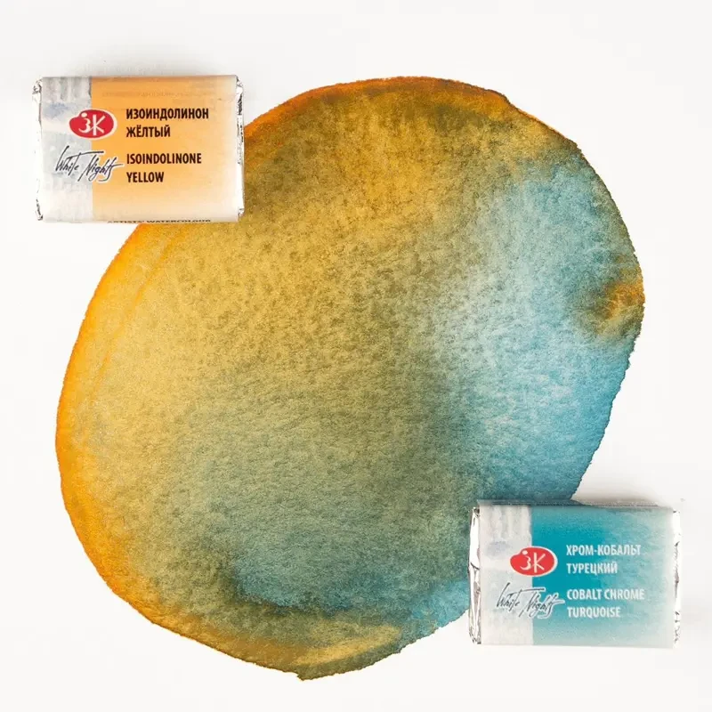 Farba akwarelowa Białe Noce kostka - 533 Cobalt Chrome Turquoise 03