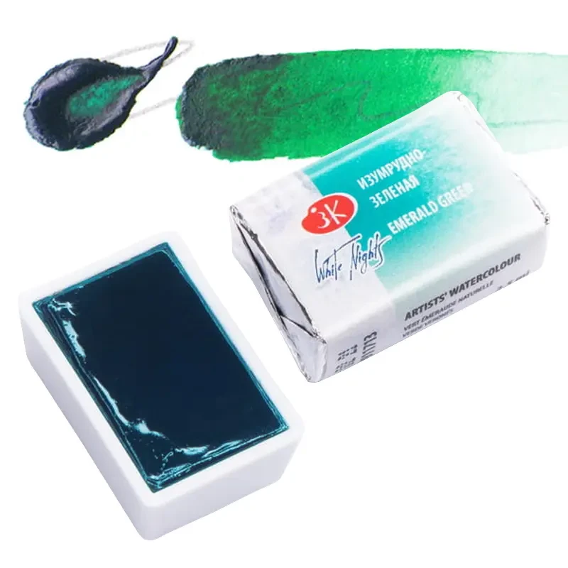 Farba akwarelowa Białe Noce kostka - 713 Emerald Green 01