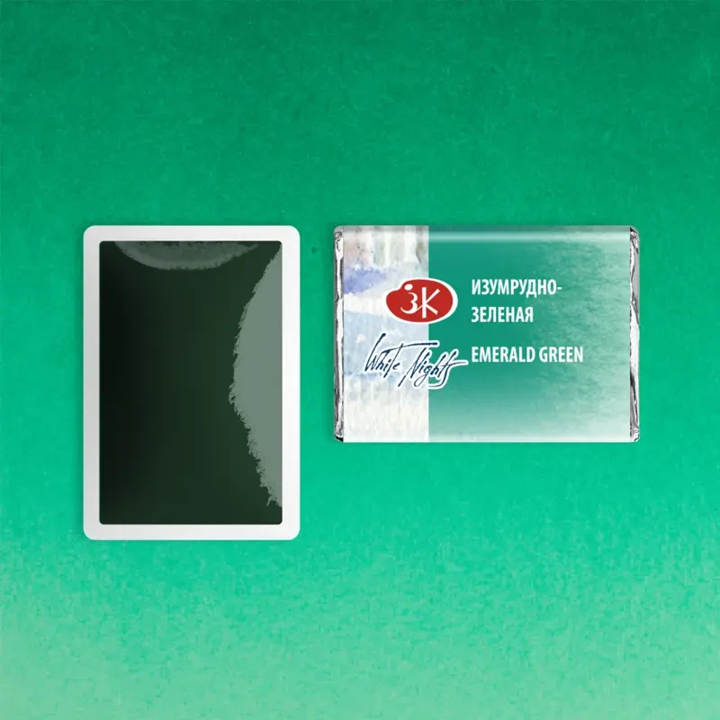 Farba akwarelowa Białe Noce kostka - 713 Emerald Green 02