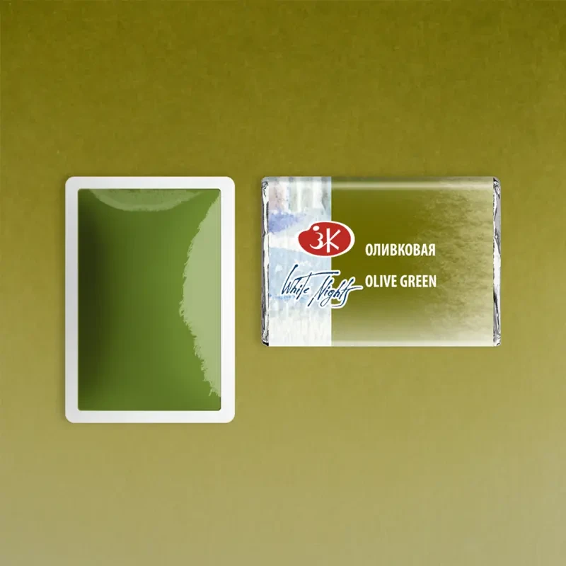 Farba akwarelowa Białe Noce kostka - 727 Olive Green 02