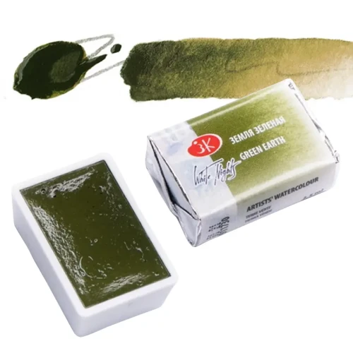 Farba akwarelowa Białe Noce kostka - 730 Green Earth