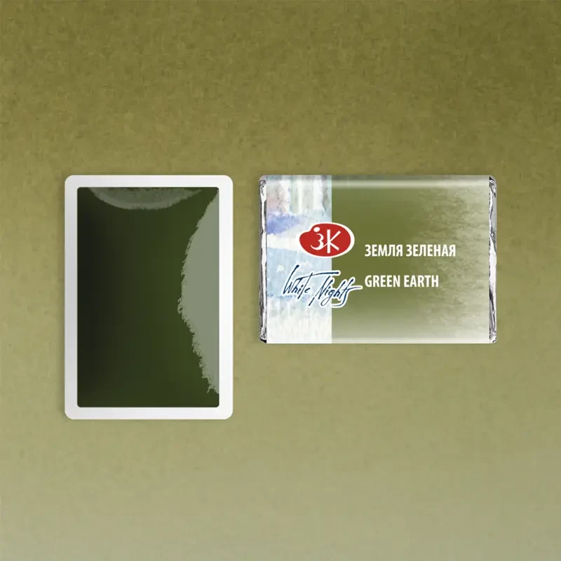 Farba akwarelowa Białe Noce kostka - 730 Green Earth 02