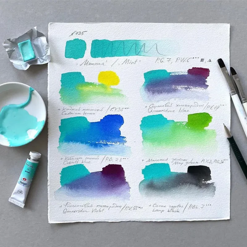 Farba akwarelowa Białe Noce kostka - 735 Mint 03