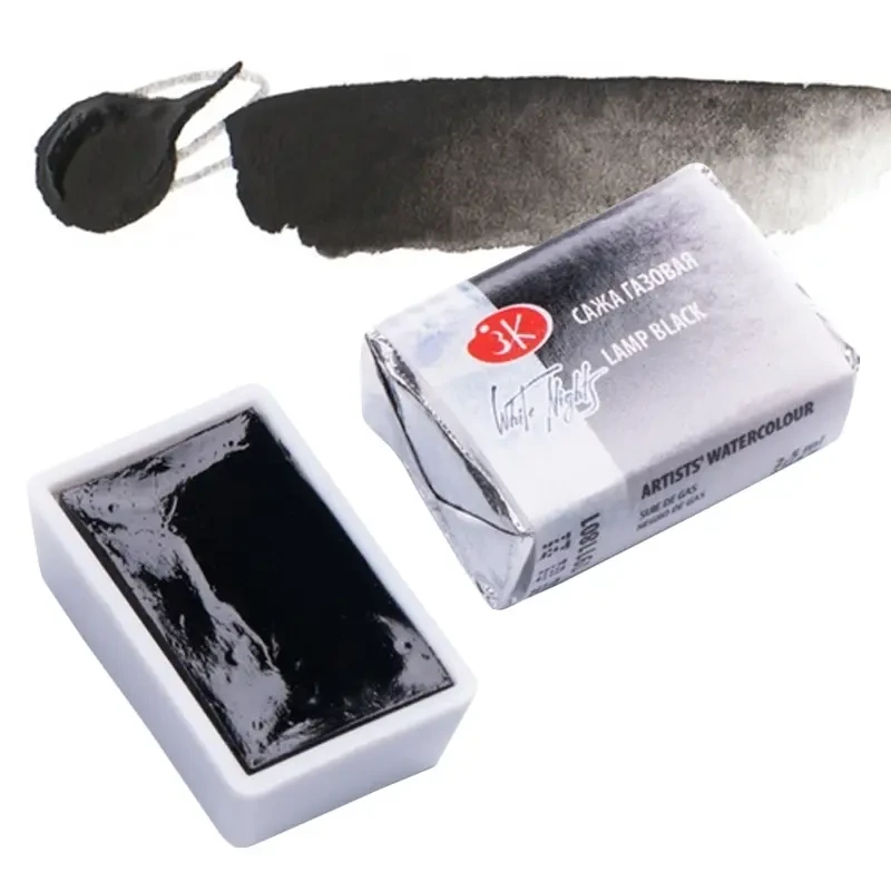 Farba akwarelowa Białe Noce kostka - 801 Lamp Black 01