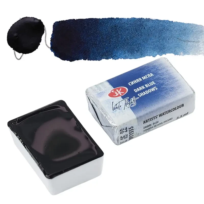 Farba akwarelowa Białe Noce kostka - 555 Dark Blue Shadows 01