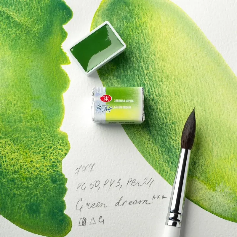 Farba akwarelowa Białe Noce kostka - 777 Green Dream 04