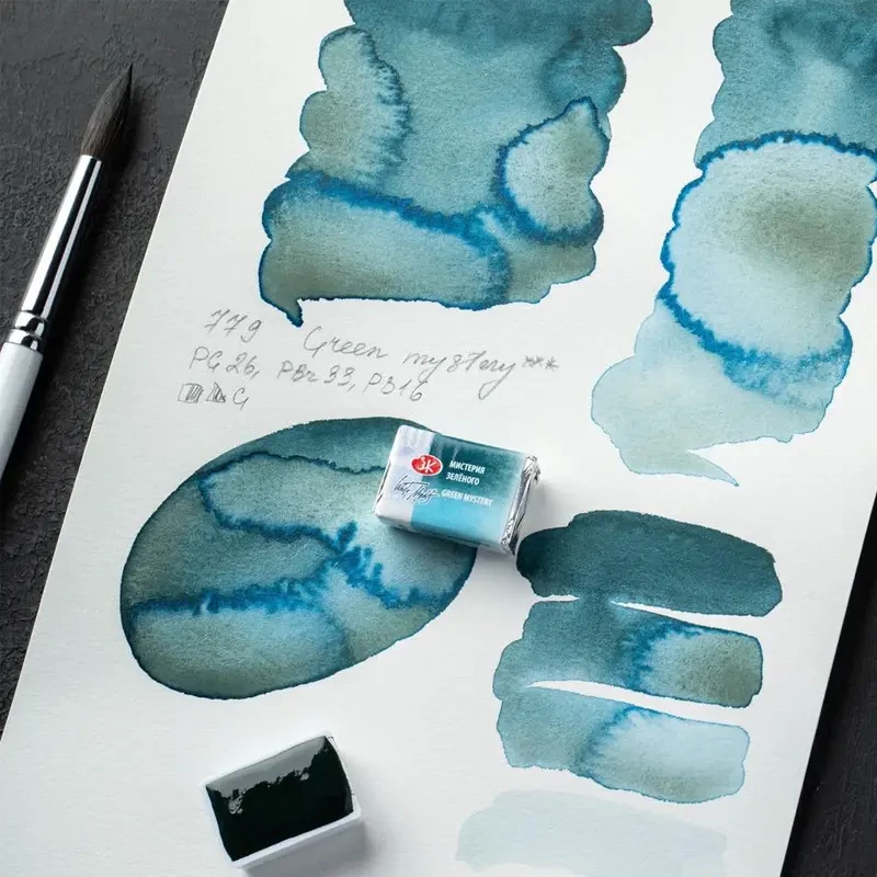 Farba akwarelowa Białe Noce kostka - 779 Green Mystery  03