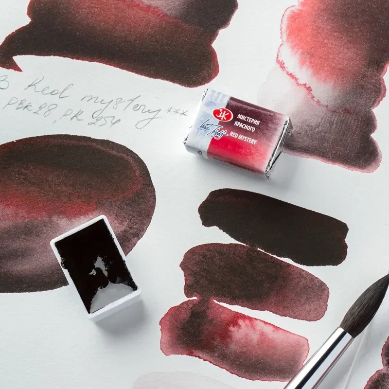 Farba akwarelowa Białe Noce kostka - 3003 Red Mystery  07