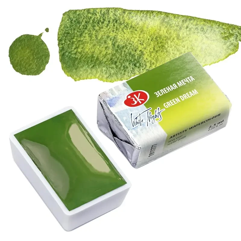 Farba akwarelowa Białe Noce kostka - 777 Green Dream 01