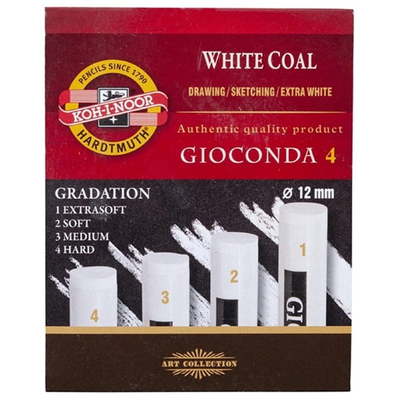 Biały węgiel prasowany Koh-i-noor Gioconda 8692 1/2/3/4 - 4 szt., różne gradacje