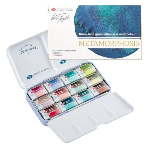 Akwarele Białe Noce Metamorphosis zestaw 12 szt. metalowa kasetka