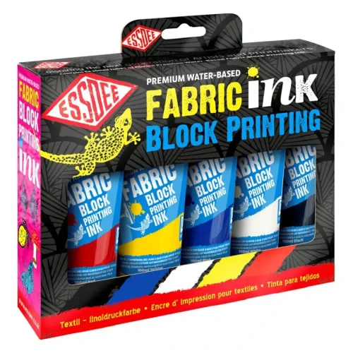 Essdee Fabric Ink zestaw tuszy do druku na tkaninach 5 x 100 ml (Water-Based Block Printing Ink)