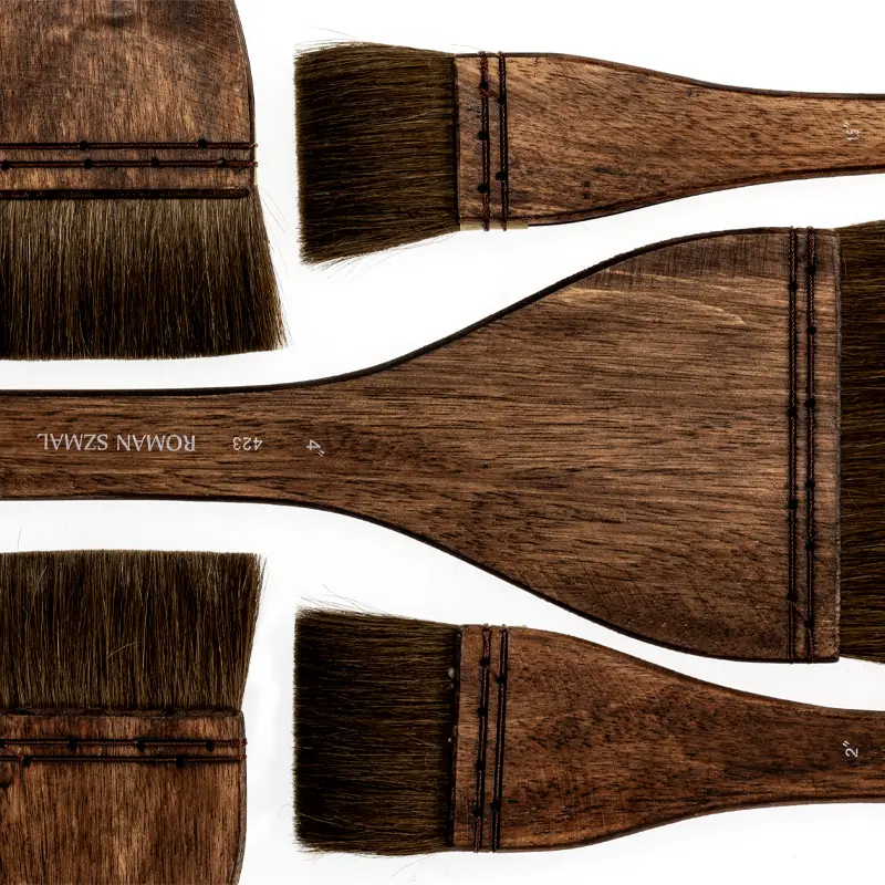 Pędzel naturalny HAKE seria 423 Roman Szmal, końskie włosie - nr 1,5 - długa rączka 04