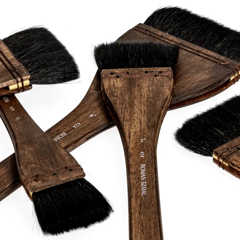 Pędzel naturalny HAKE seria 424 Roman Szmal, włosie wiewiórki - nr 3 - długa rączka 04