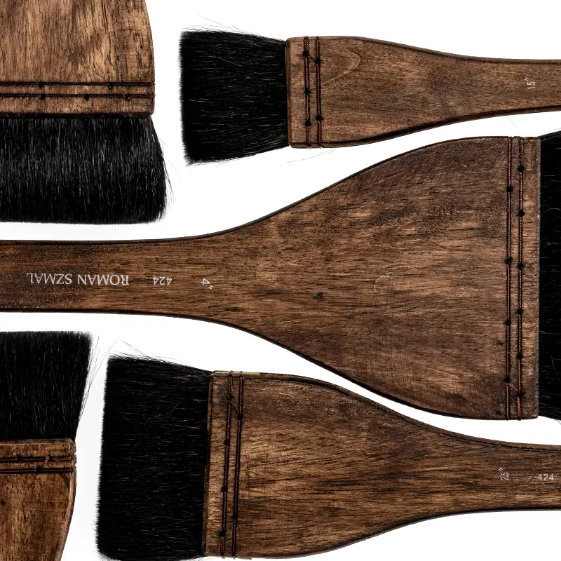 Pędzel naturalny HAKE seria 424 Roman Szmal, włosie wiewiórki - nr 3 - długa rączka 05