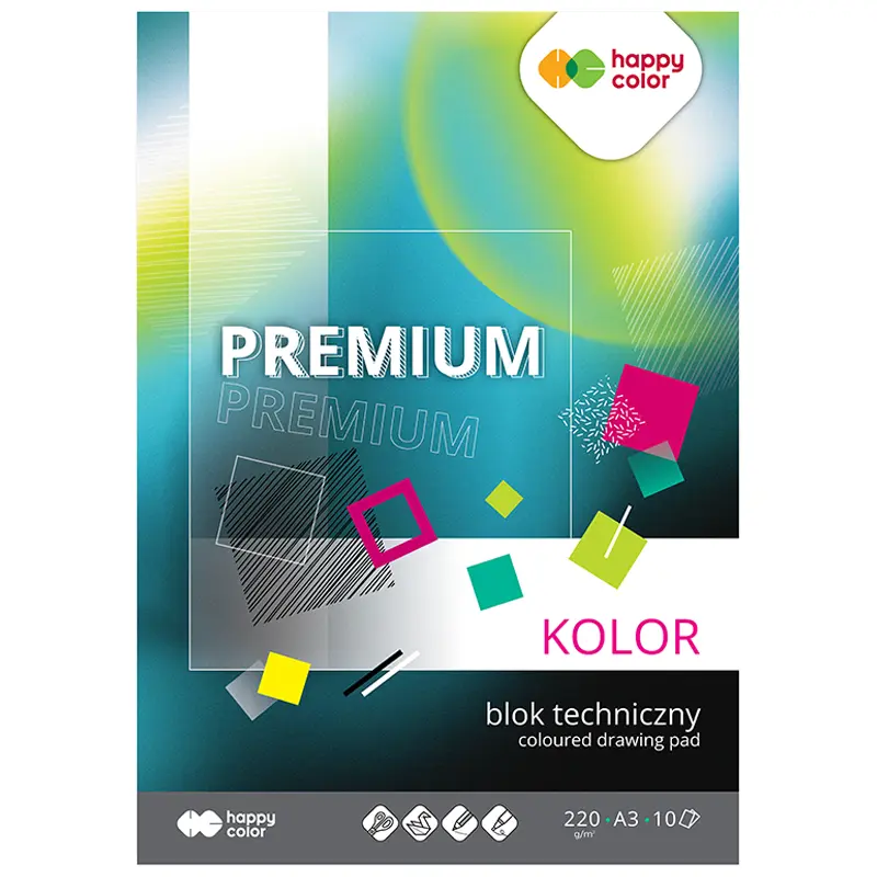 Blok techniczny Happy Color Premium kolor - A3, 220 g, 10 ark.