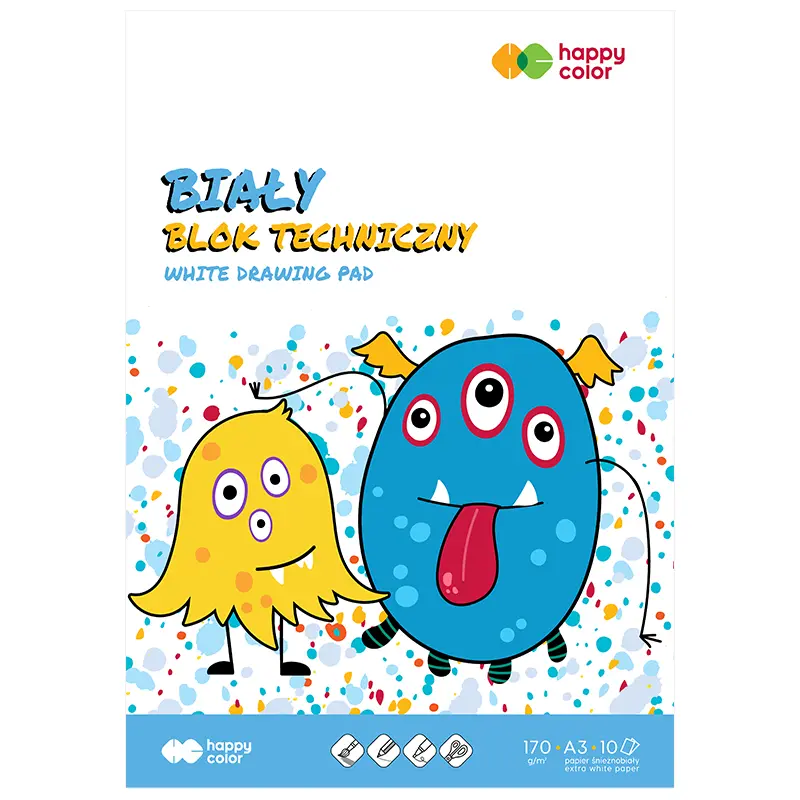 Blok techniczny biały Happy Color - A3, 170 g, 10 ark.