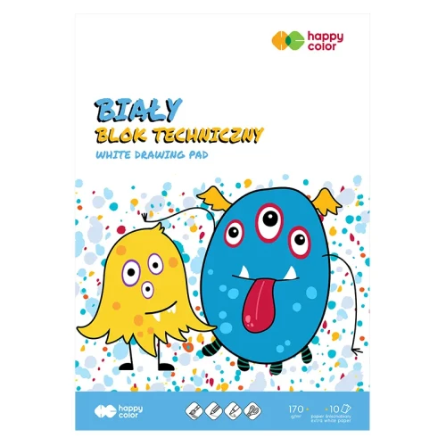 Blok techniczny biały Happy Color - A4, 170 g, 10 ark.