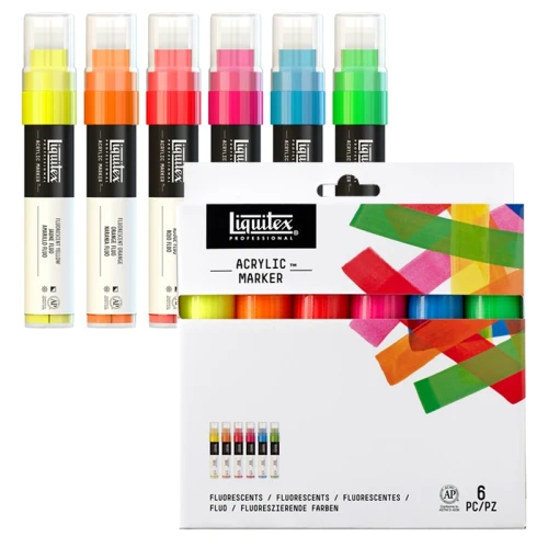 Pisaki akrylowe Liquitex Fluorescent zestaw 6x15 mm