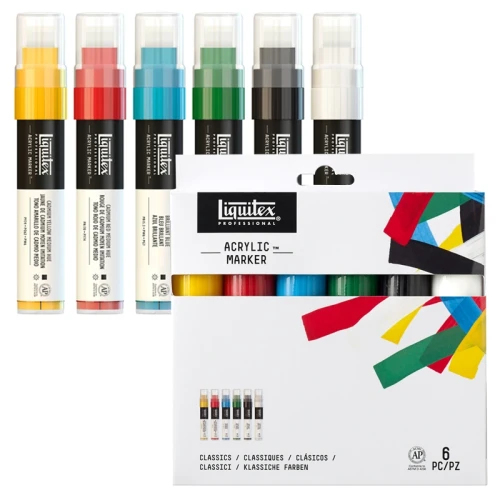 Pisaki akrylowe Liquitex Acrylic Marker zestaw 6 szt. Wide 8-15 mm Classics