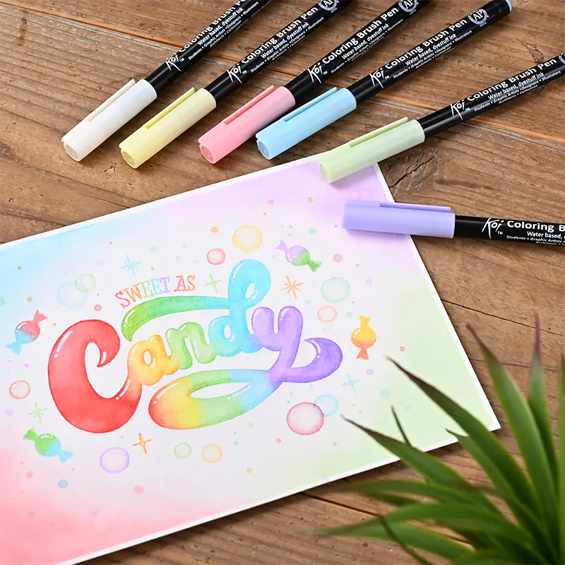 Pisaki pędzelkowe Koi Coloring Brush Sakura Earth zestaw 6 szt. 04