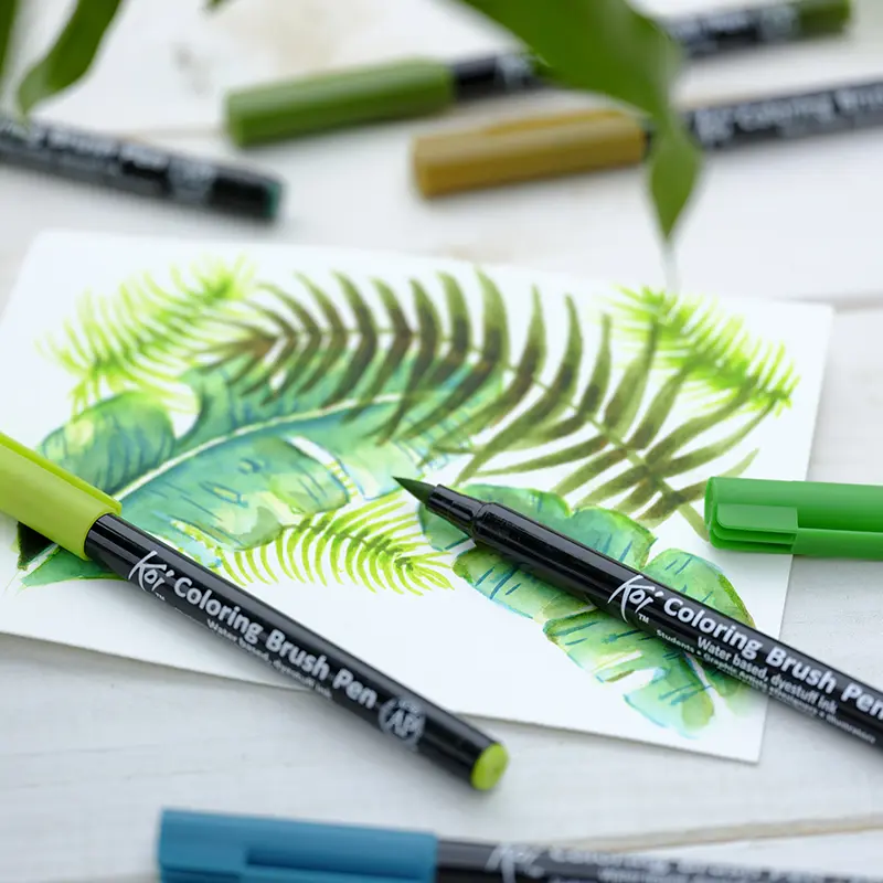Pisaki pędzelkowe Koi Coloring Brush Sakura zestaw 6 szt. Botanical 02