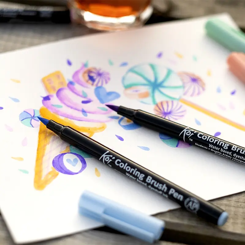 Pisaki pędzelkowe Koi Coloring Brush Sakura zestaw 6 szt. Sweets 02