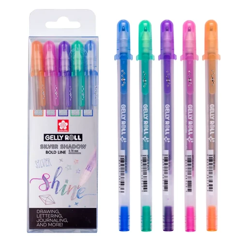 Długopisy żelowe Gelly Roll Silver Shadow 0.7 mm zestaw 5 szt.