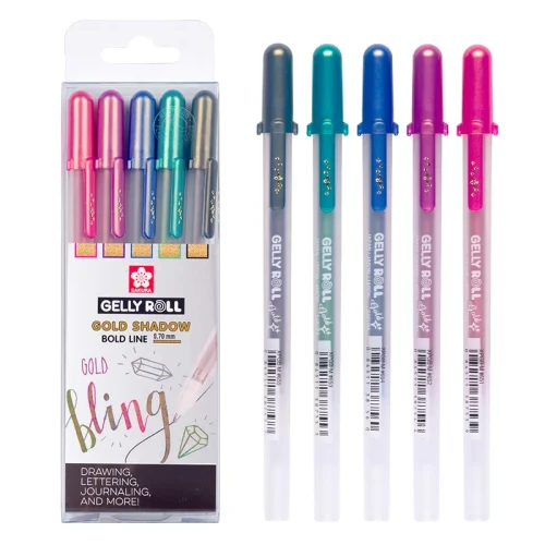 Długopisy żelowe Gelly Roll Gold Shadow 0.7 mm zestaw 5 szt.