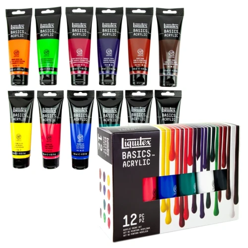 Farby akrylowe Liquitex Basics zestaw 12 x 118 ml