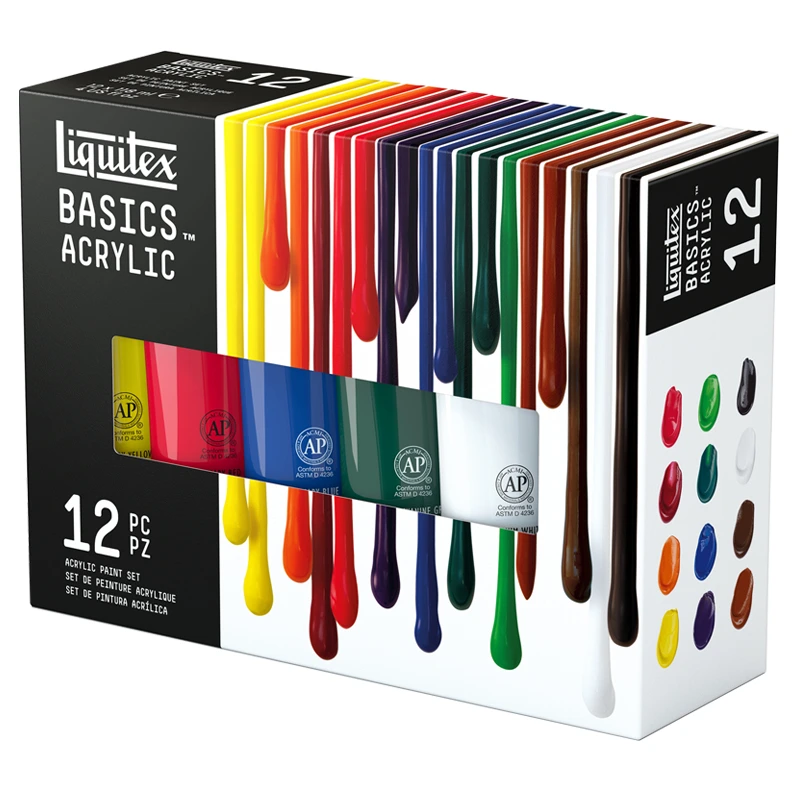 Farby akrylowe Liquitex Basics zestaw 12 x 118 ml
