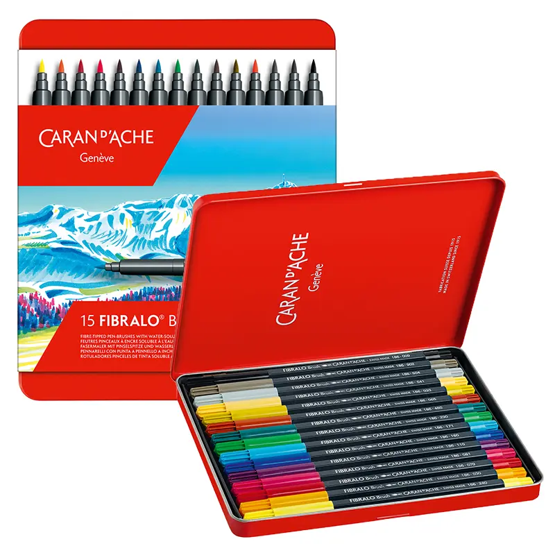 Brushpeny Caran d'Ache Fibralo zestaw 15 kolorów 01