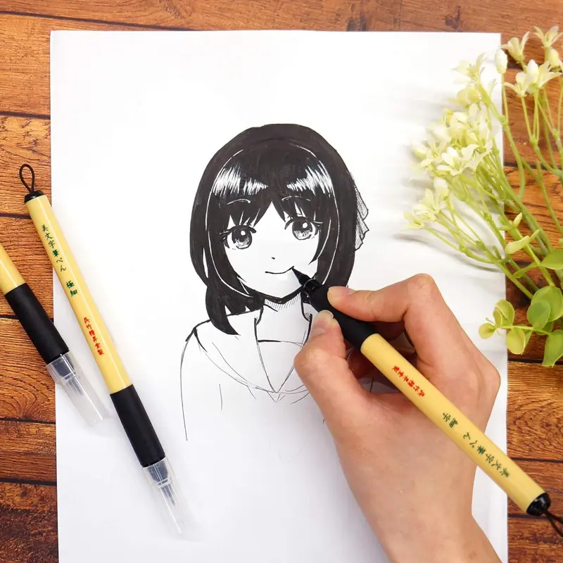 Brushpen Kuretake Bimoji Fude Pen XT-3 - Medium black 02