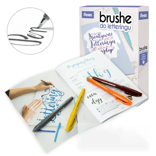 Zestaw do nauki kaligrafii i liternictwa Pentel Touch Brush Pen SET2 
