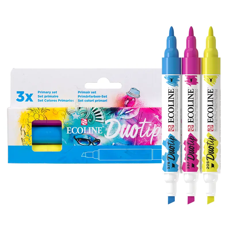 Markery wodne Ecoline Duotip zestaw 3 szt. Primary 01